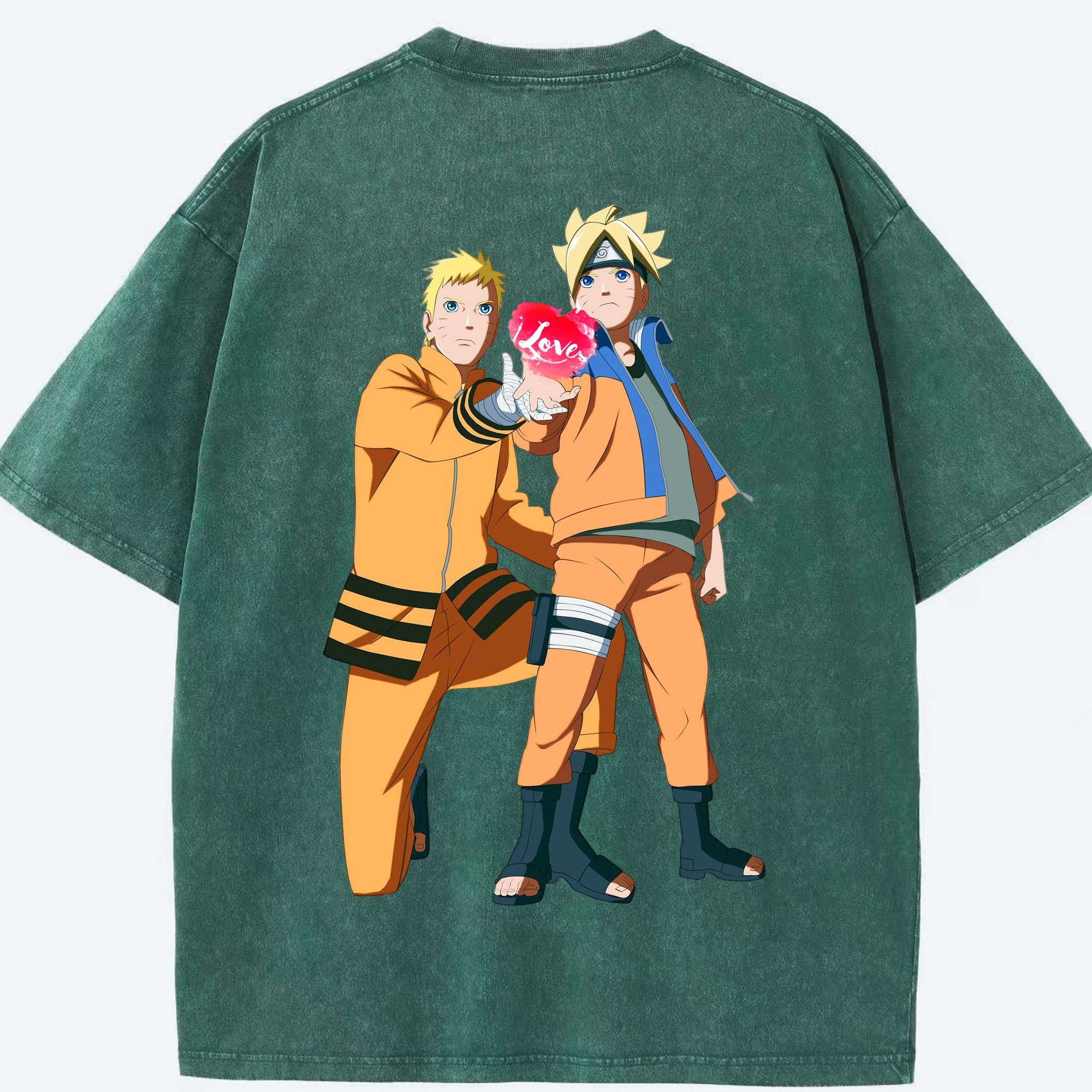（画像用） NARUTO -ナルト- うずまき ボルト Uzumaki Boruto 綿100% ヴィンテージ風 半袖Tシャツ（背面プリント）